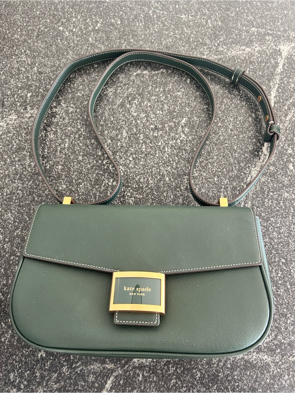 Brand New Kate Spade New York Forest Green Leather Shoulder Bag - Picture 2 of 5